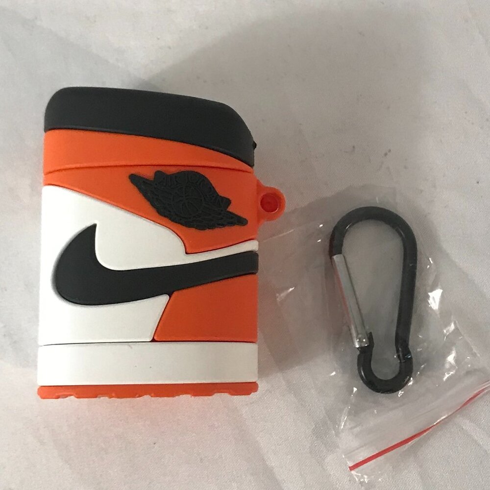 Jordan Hype Beast Air 1 Orange/White Sport Cut Air Pod Case Gen 1 & 2